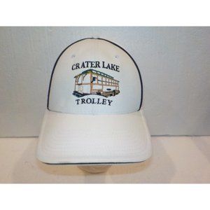 NWT Crater Lake National Park Trolley Embroidered Strapback Ball Cap Hat White